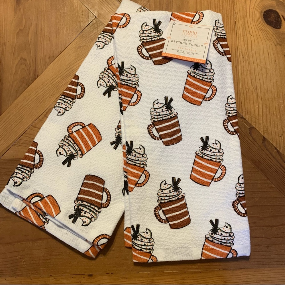 Kitchen Towels Pumpkin Spice Latte Coffee Fall